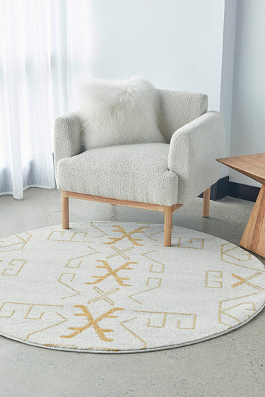 Cala Paradise Cream & Gold Modern Round Rug